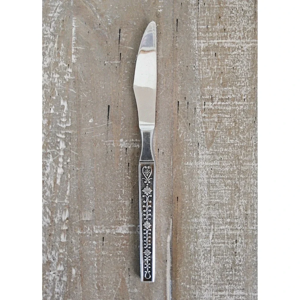 Vintage Riviera Cordova Butter Knife Floral Japan Stainless Steel MCM Flatware